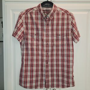 KUHL size Large Red Plaid Men's Shirt